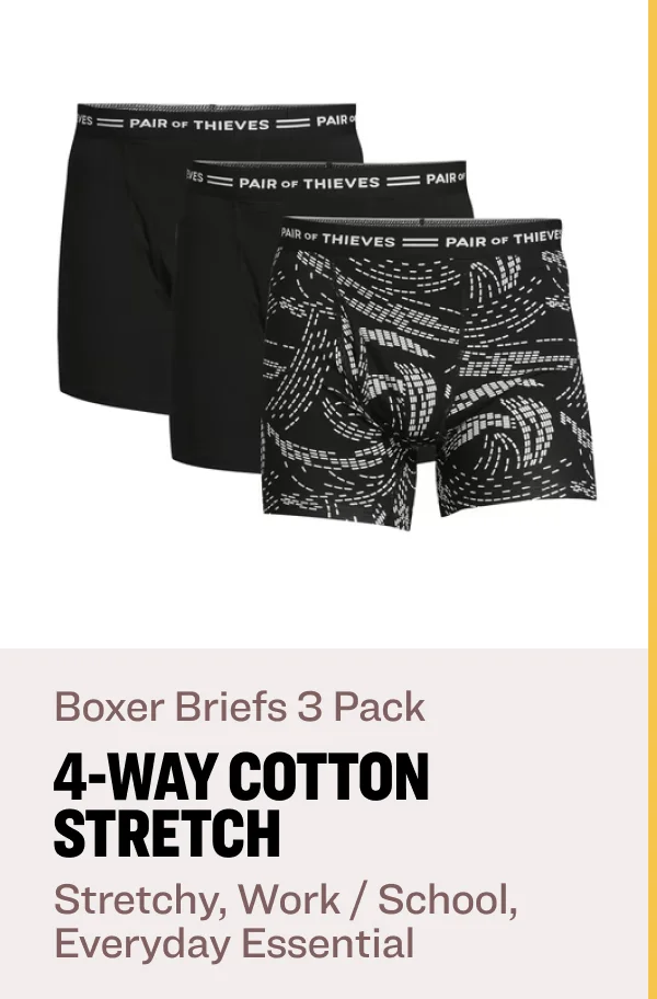 Boxer Briefs 3 Pack 4-Way cotton Stretch Stretchy, Work / School, Everyday Essential