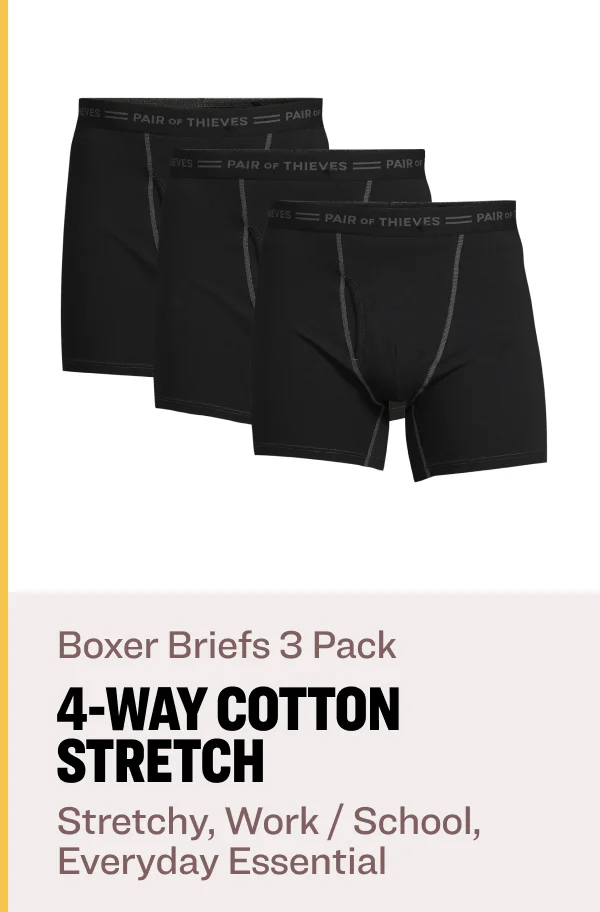 Boxer Briefs 3 Pack 4-Way cotton Stretch Stretchy, Work / School, Everyday Essential