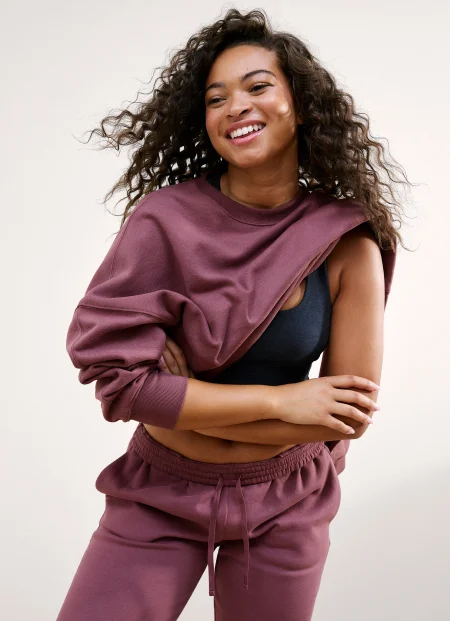 LuxeFleece Crewneck Sweatshirt in Mulberry Pink