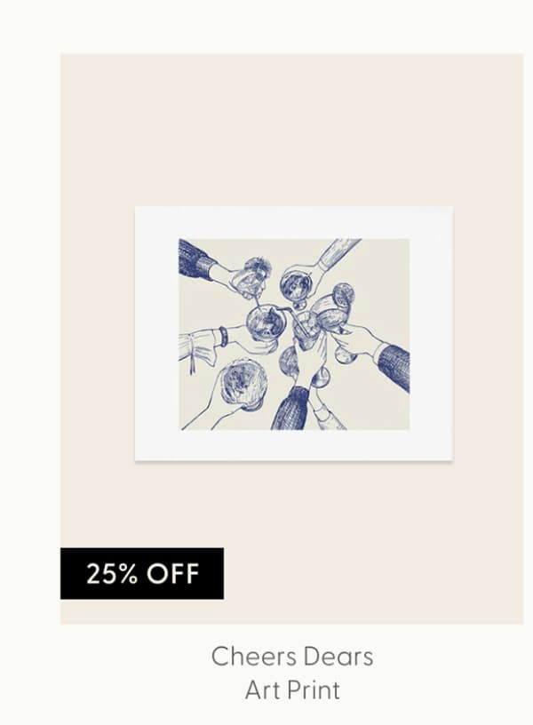 Cheers Dears - Blue Vintage Cocktails Illustration Art Print