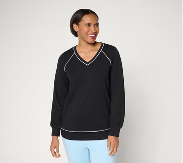 Denim & Co. Active Drapey French Terry Top