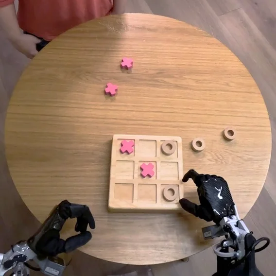 Picture of robot hands playing tic-tac-toe