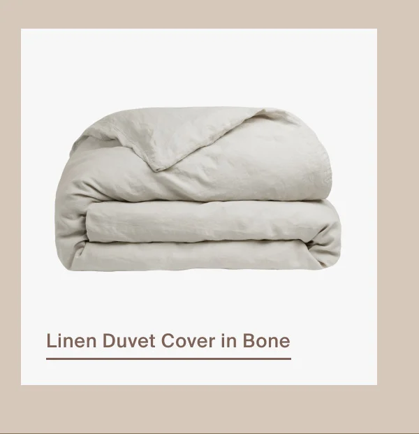 Pair Canyon Sheets with Linen Duvet Cover in Bone