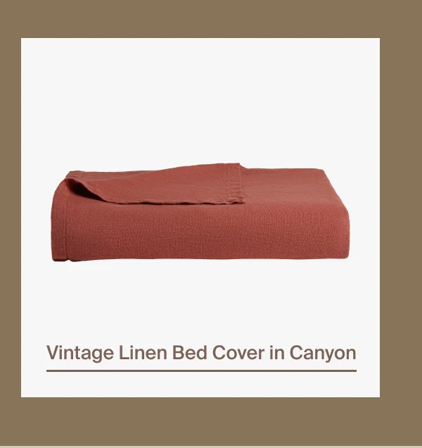 Get a color pop with a Vintage Linen Bed Cover in Canyon