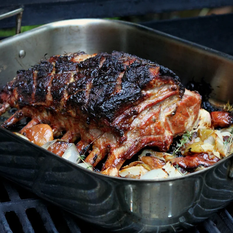 Cider-Brined Pork Rib Roast Apples And Onions