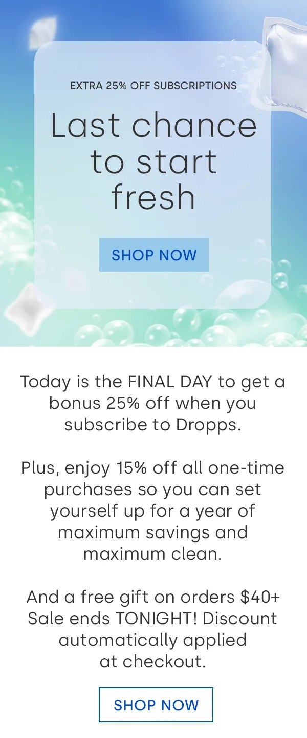 Last chance to start fresh