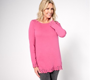 Denim & Co. Petite Signature Embroidered Knit Tunic