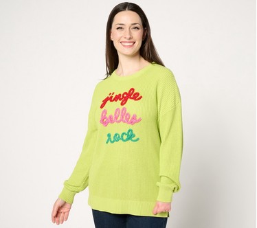 Jingle Belles by Kim Gravel Merry Messages Shaker Knit Sweater