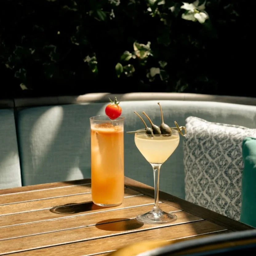 Cocktails on sunny patio