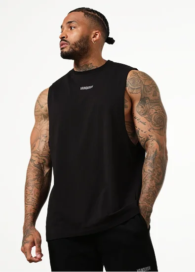Vanquish Essential Black Oversized Sleeveless T Shirt
