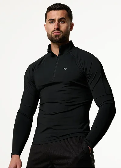 Vanquish Essential V2 Performance Black 1/4 Zip Top