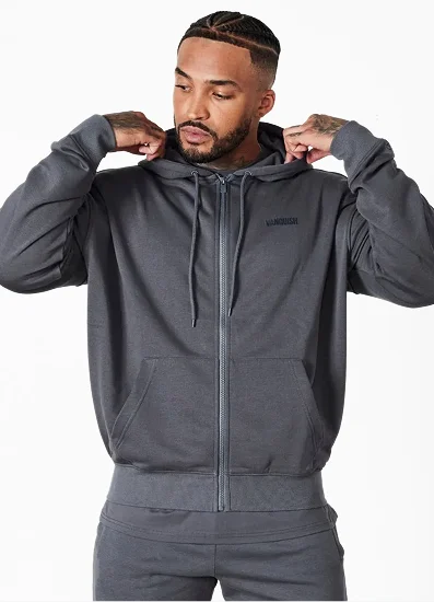 Vanquish Essential Denim Blue Oversized Full Zip Hoodie