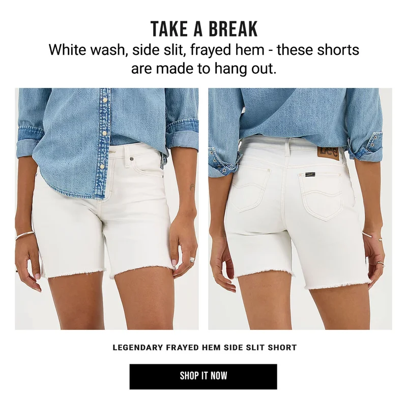 Take A Break White Wash, Side Slit, Frayed Hem - These Shorts Are Made To Hang Out. Legendary Frayed Hem Side Slit Short Shop It Now