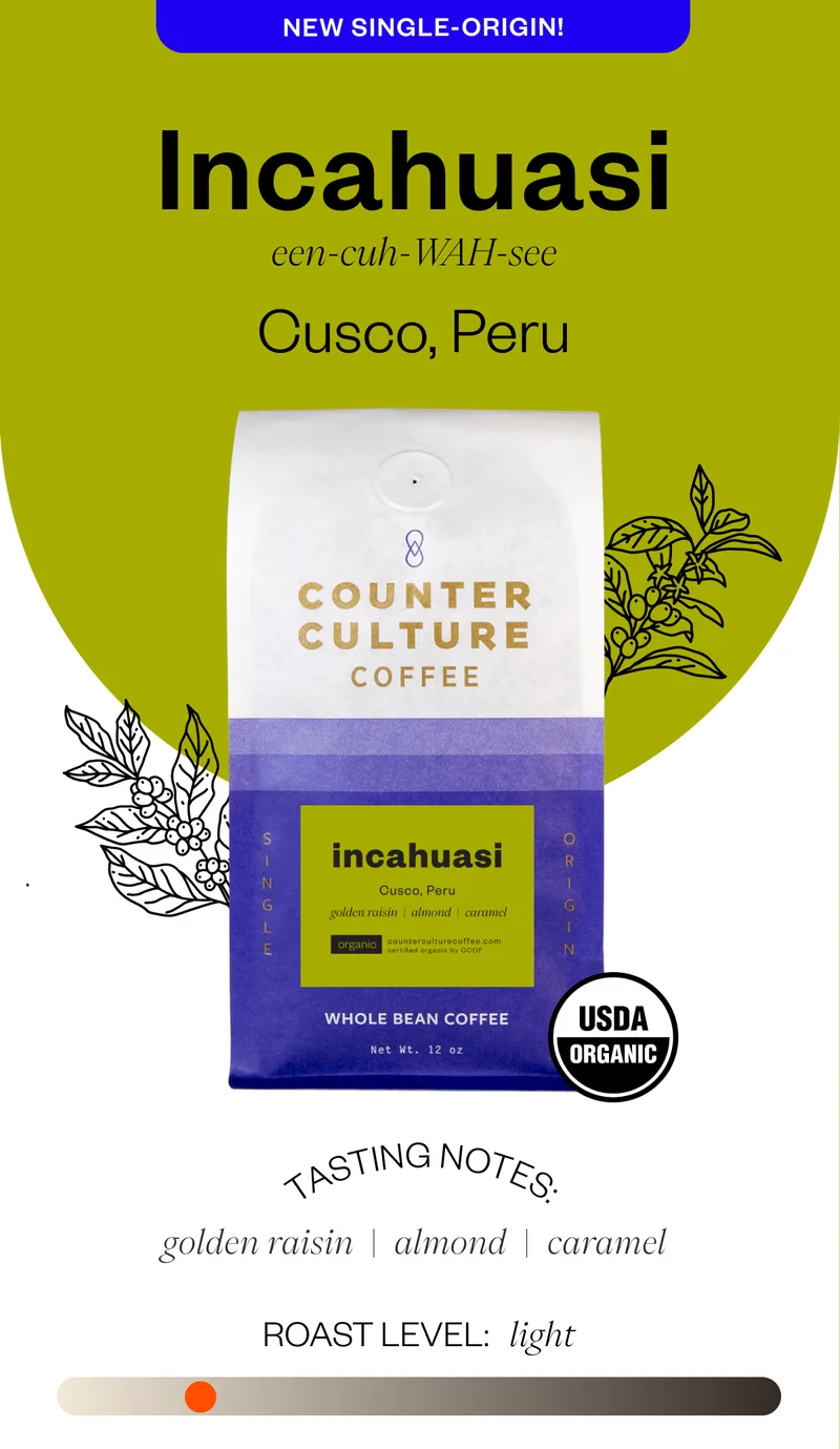 Incahuasi een cuh wah see Cusco ,Peru Tasting notes golden raisin almond caramel Roast Level Light