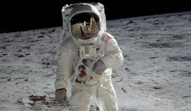 An astronaut walking on the moon