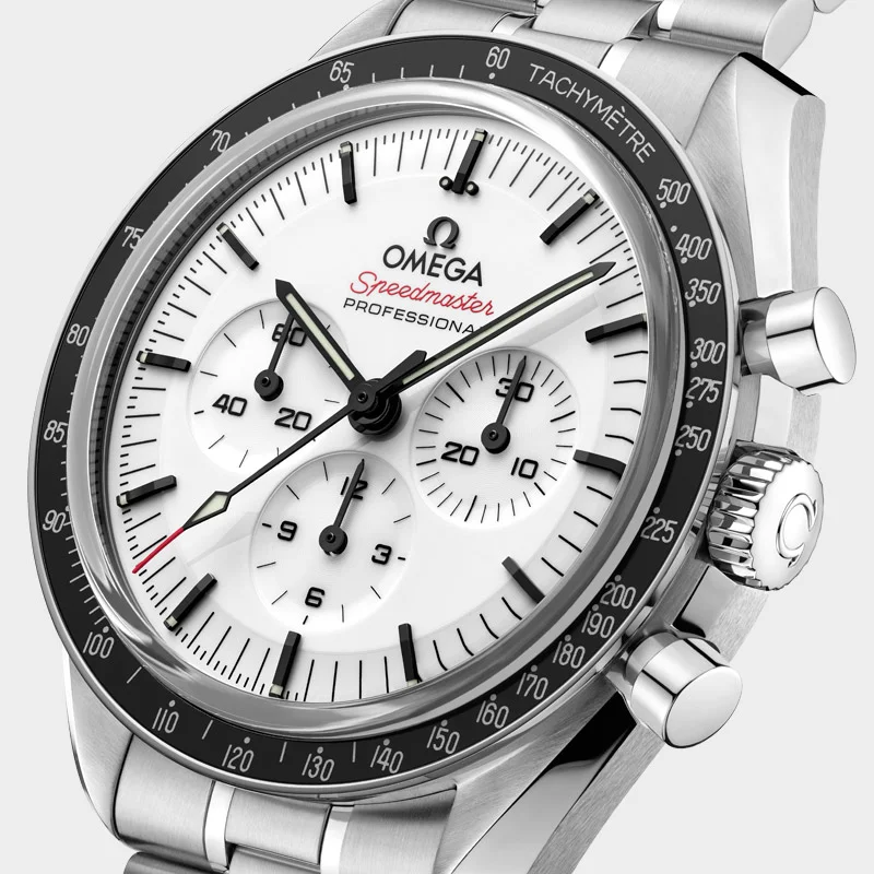 Side view of the Moonwatch in white