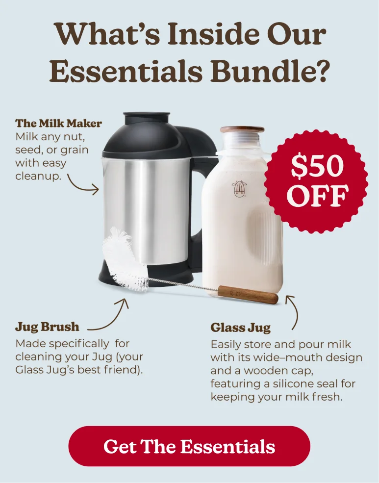 Shop our Essentials Bundle with $50 Off + Free Glass Jug and a Kitchen Recipe eBook