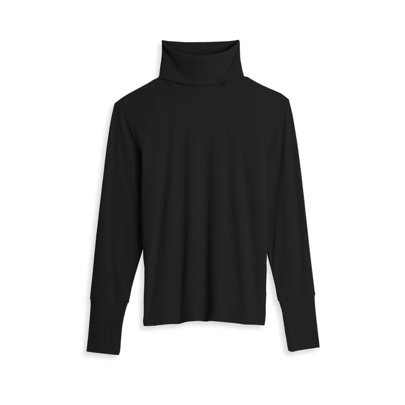 Image of Bamboo Rib Long Sleeve Turtleneck - Black