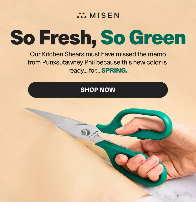 Misen. So fresh, so green. Our Kitchen Shears are now available in GREEN.