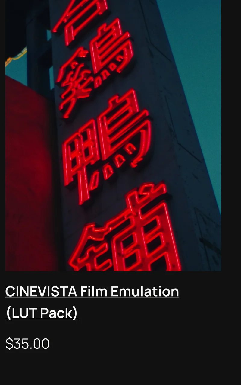 CINEVISTA Film Emulation LUT Pack