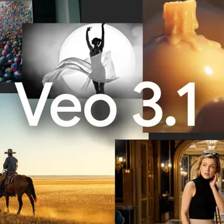 Collage of varied images overlaid with 'Veo 3.1.'