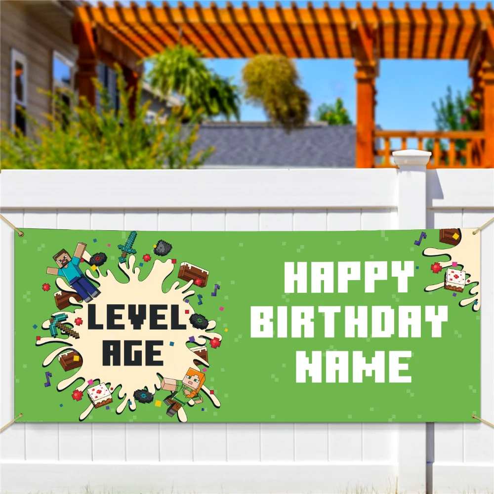 Image of Minecraft Save a Slice Personalized Vinyl Banner