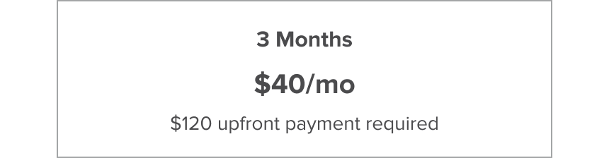 3 Months $40/mo