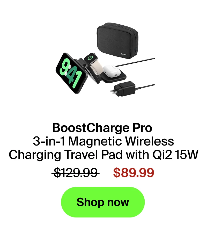 BoostCharge 3-in-1 Magnetic Foldable Wireless Charger with Qi2 15W