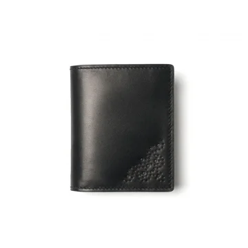 Folding Card Holder in Black Calf Leather