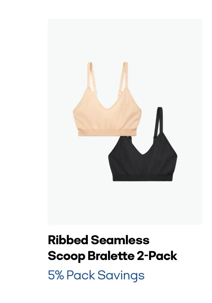 Ribbed Seamless Scoop Bralette 2-Pack 5% Pack Savings