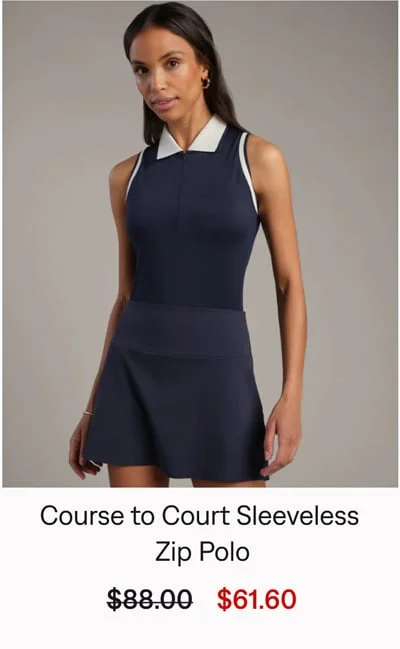 Course to Court Sleeveless Zip Polo