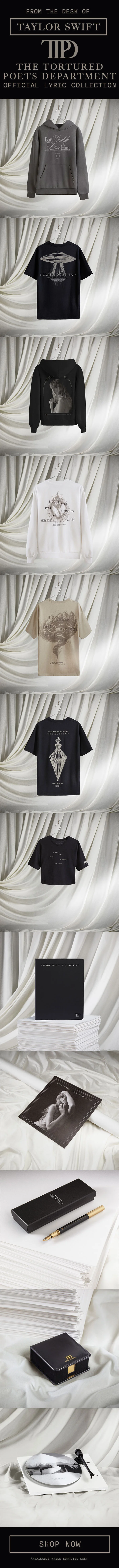From the desk of Taylor Swift THE TORTURED POETS DEPARTMENT Official Lyric Collection. Shop now. Available while supplies last