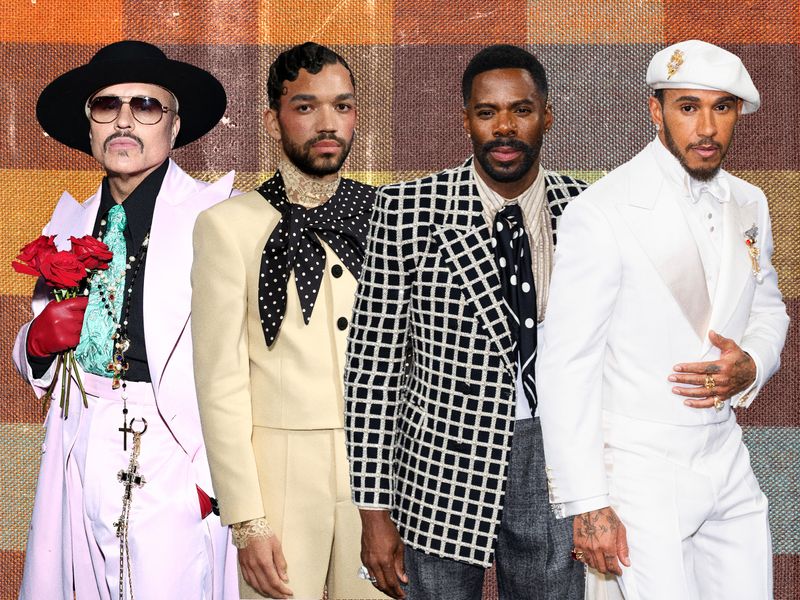 Image may contain: Justice Smith, Colman Domingo, Mike Judge, Lewis Hamilton, People, Person, Blazer, Clothing, and Coat