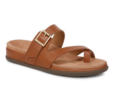 Vionic Adjustable Leather or Suede Toe Loop Sandals-Carmela