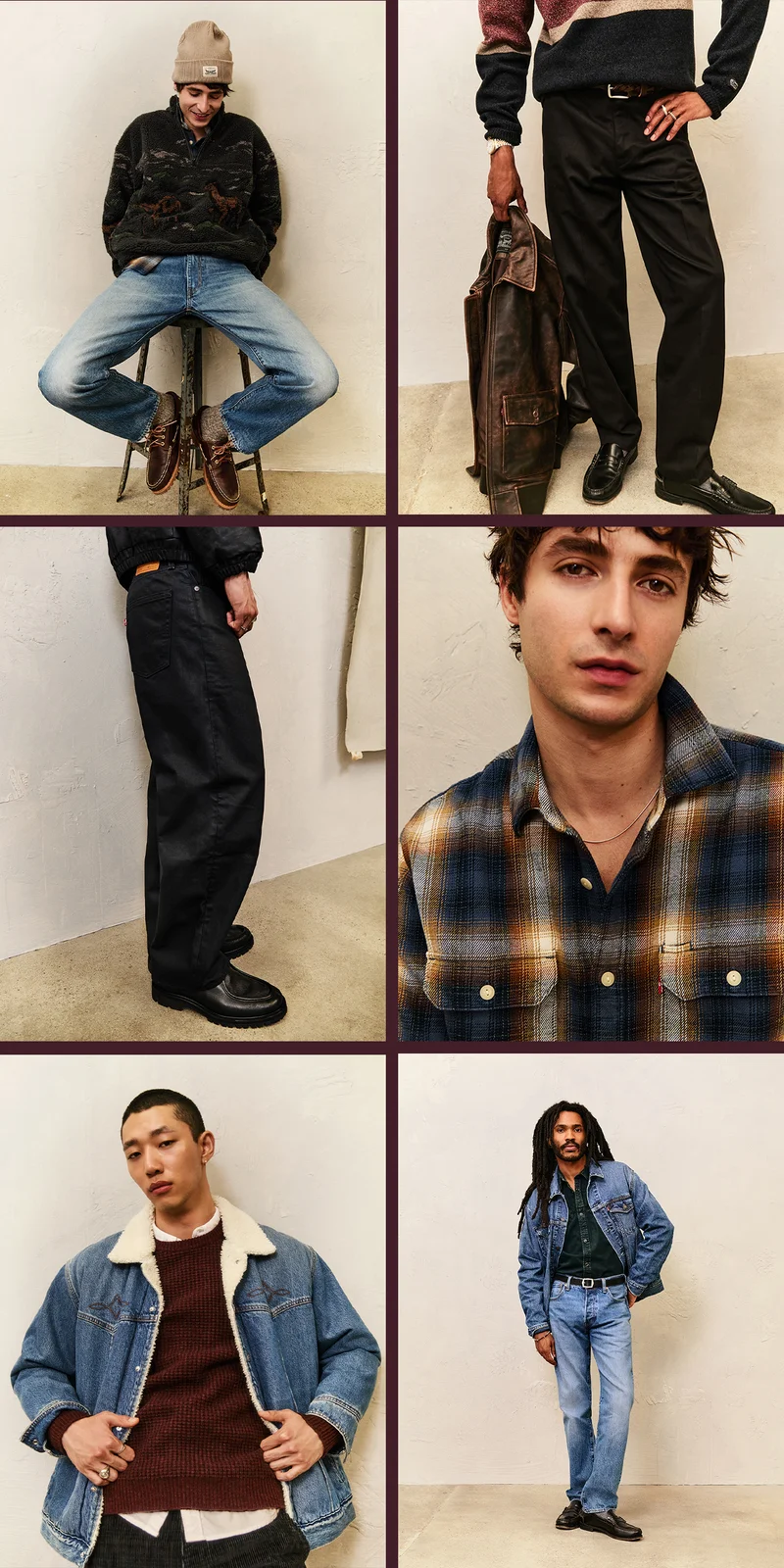 Grid of people wearing Levi's
