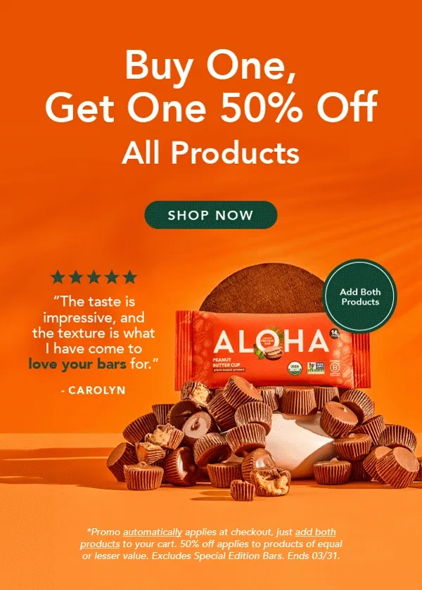 Buy One, Get One 50% Off All Bars