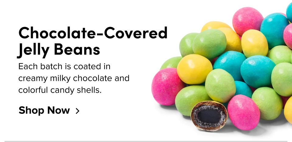 Chocolate-Covered Jelly Beans; Inspired by our favorite vacation drink, this mix features white chocolate almonds, sweet pineapple, and more. Shop Now