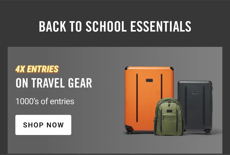 4x Entries on Travel Gear | Shop Now