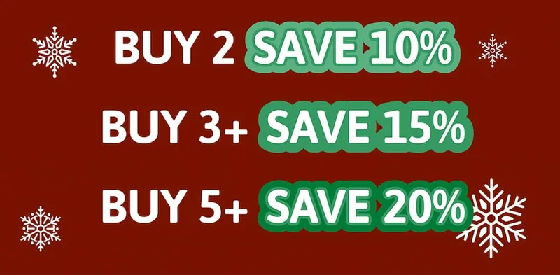 Buy 2 Save 10% | Buy 3+ Save 15% | Buy 5+ Save 20%