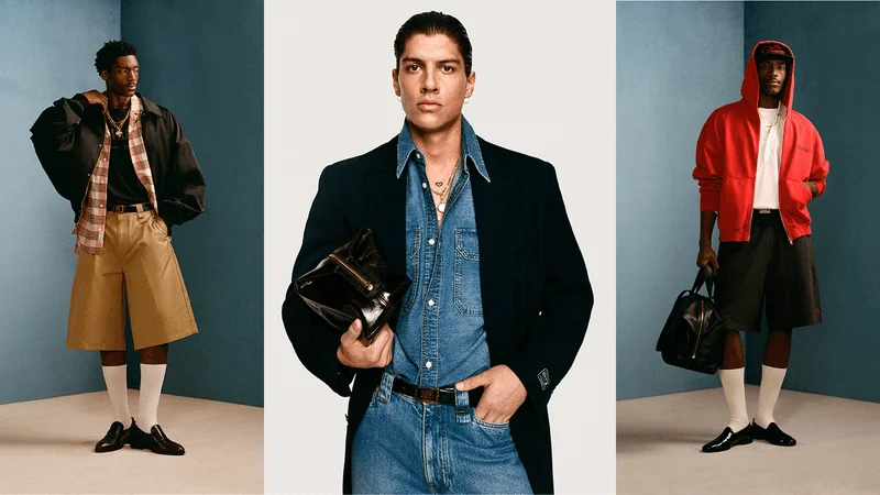Three models wearing the Zara x Willy Chavarria collaboration.