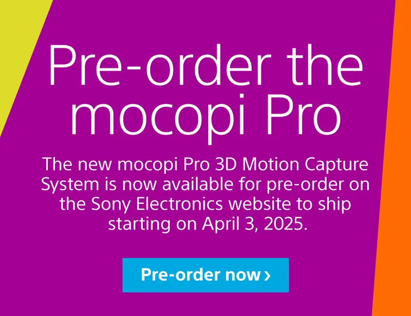 Pre-order the mocopi Pro | The new mocopi Pro 3D Motion Capture System is now available for pre-order on the Sony Electronics website to ship starting on April 3, 2025. | Pre-order now