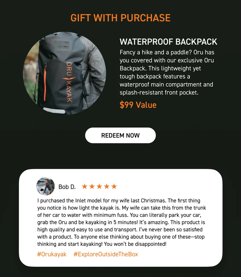 HAPPY THANKSGIVING! GIVE THANKS, AND GET DEALS! BLACK FRIDAY SALE IS NOW LIVE: 20-50% OFF SITEWIDE. PLUS GET A FREE WATERPROOF BACKPACK ($99 VALUE) WITH KAYAK PURCHASE HAPPY THANKSGIVING! GIVE THANKS, AND GET DEALS! BLACK FRIDAY SALE IS NOW LIVE: 20-50% OFF SITEWIDE. PLUS GET A FREE WATERPROOF BACKPACK ($99 VALUE) WITH KAYAK PURCHASE