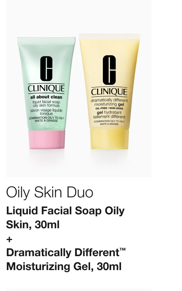 Oily Skin Duo | Liquid Facial Soap Oily Skin, 30ml + Dramatically Different™ Moisturizing Gel, 30ml