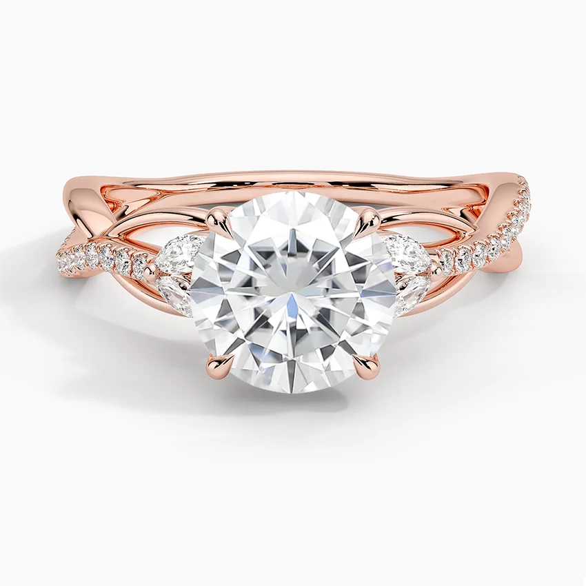 14K Rose Gold Moissanite Garland Diamond Ring