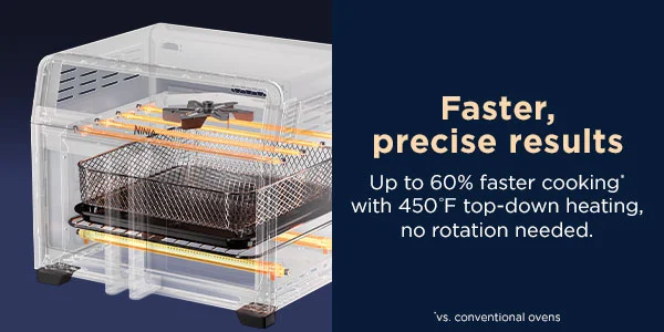 Faster, precise results-- Up to 60% faster cooking* with 450 degree Fahrenheit top-down heating, no rotation needed. *vs conventional ovens