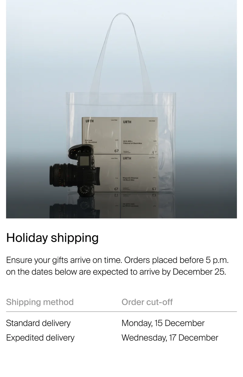 Holiday shipping