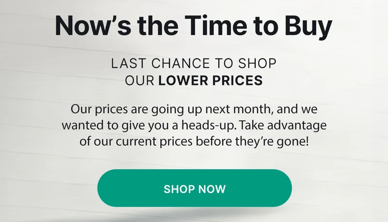 NOW'S THE TIME TO BUY LAST CHANCE TO SHOP OUR LOWER PRICES