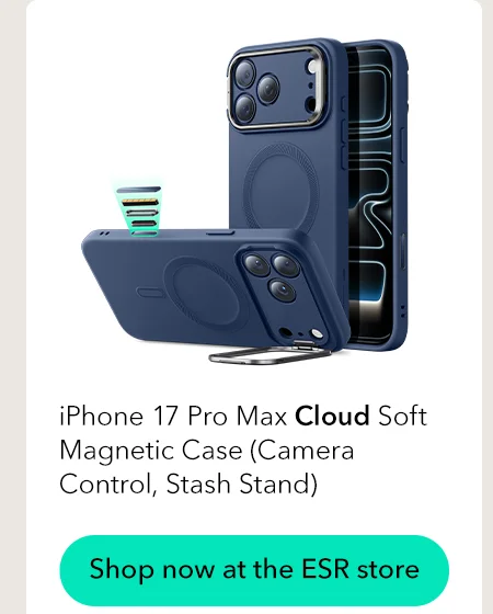 iPhone 17 Pro Max Cloud Soft Magnetic Case (Camera Control, Stash Stand)