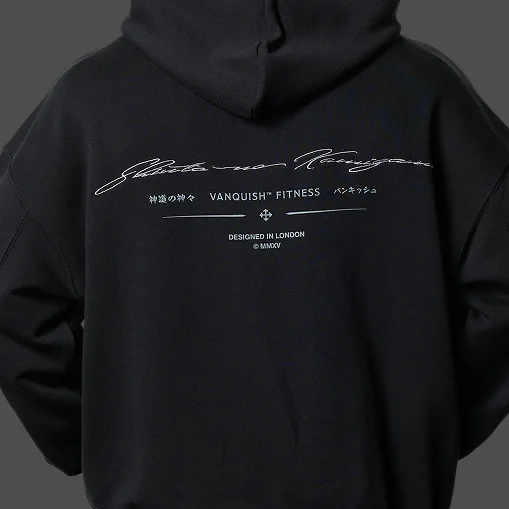 SHINTO GODS SCRIPT BLACK ZIP THROUGH HOODIE