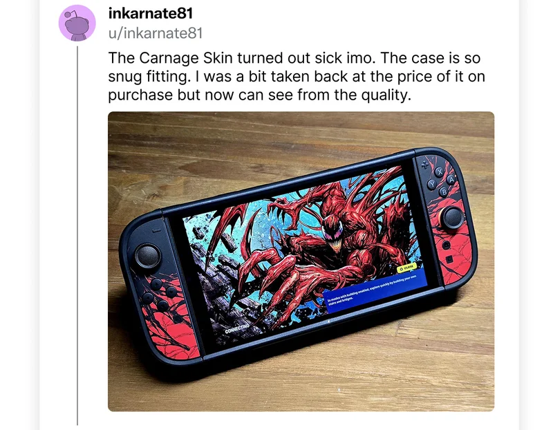 inkarnate81 on Reddit: "The Carnage skin turned out sick imo. The case is so snug fitting. I was a bit taken back at the price of it on purchase but now can see from the quality."